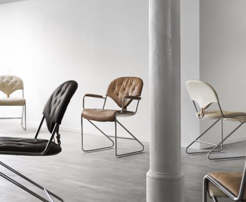 Silla Sam cromada negra natural