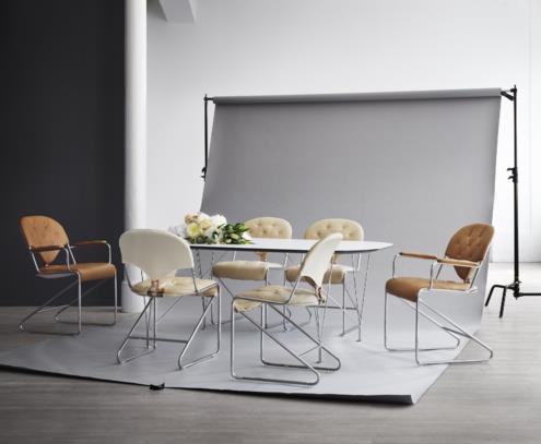Silla Sam cromada perla natural